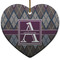 Knit Argyle Ceramic Flat Ornament - Heart (Front)
