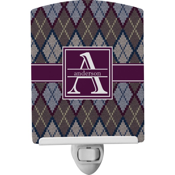 Custom Knit Argyle Ceramic Night Light (Personalized)
