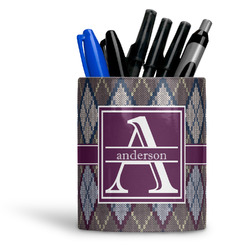 Knit Argyle Ceramic Pen Holder