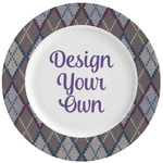Knit Argyle Ceramic Dinner Plates (Set of 4) (Personalized)