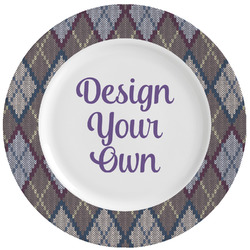 Knit Argyle Ceramic Dinner Plates (Set of 4) (Personalized)