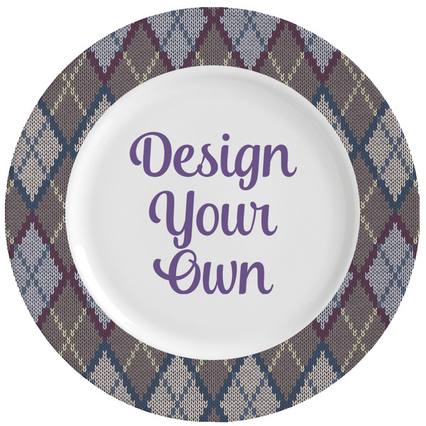 Custom Knit Argyle Ceramic Dinner Plates (Set of 4) (Personalized)