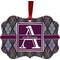 Knit Argyle Metal Frame Ornament - Double Sided w/ Name and Initial