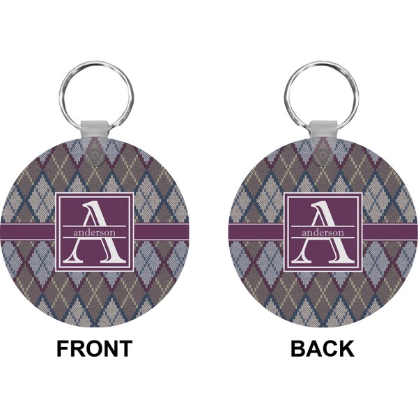 Knit Argyle Circle Keychain (Front + Back)