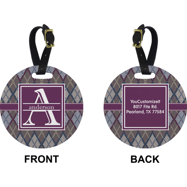 Knit Argyle Circle Luggage Tag (Front + Back)