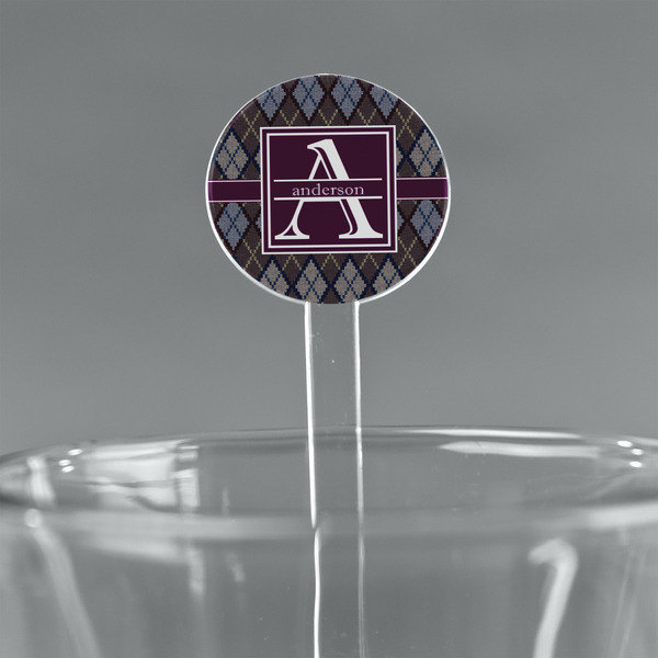 Custom Knit Argyle 5.5" Round Plastic Stir Sticks - Clear (Personalized)