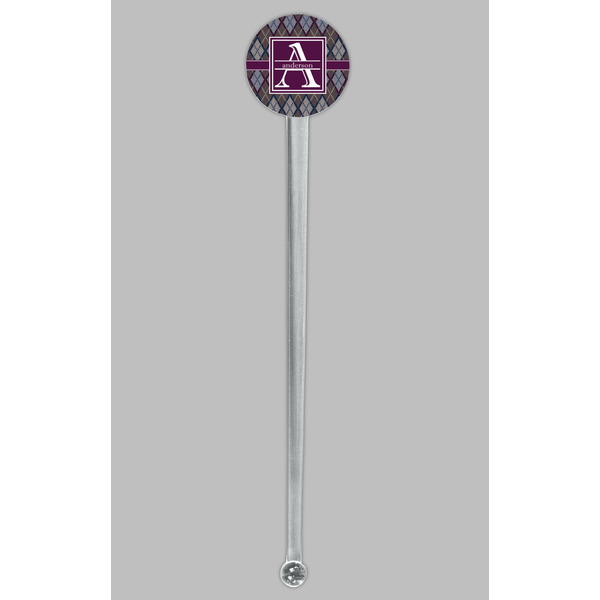 Knit Argyle Clear Plastic 7" Stir Stick - Round - Single Stick
