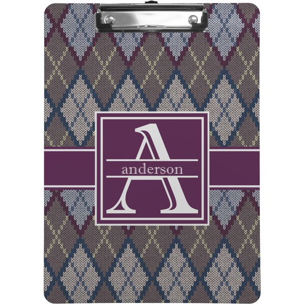 Custom Knit Argyle Clipboard (Letter Size) (Personalized)