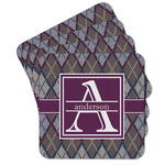 Knit Argyle Cork Coaster - Set of 4 w/ Name and Initial