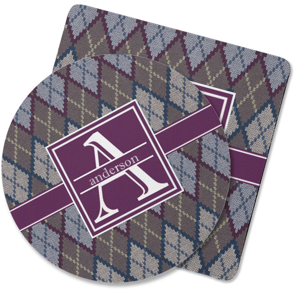 Custom Knit Argyle Rubber Backed Coaster (Personalized)