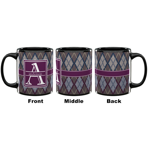 Knit Argyle Coffee Mug - 11 oz - Black APPROVAL