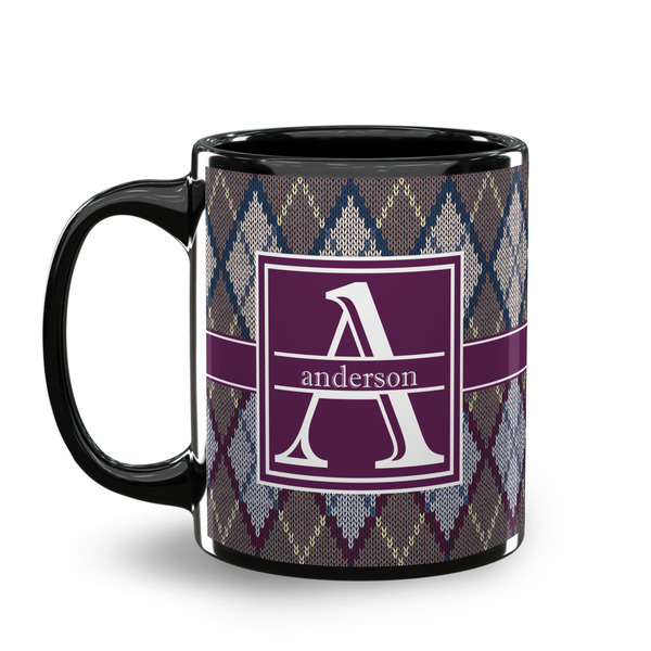 Knit Argyle Coffee Mug - 11 oz - Black