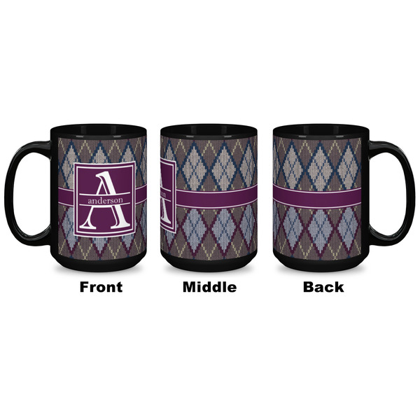 Knit Argyle Coffee Mug - 15 oz - Black APPROVAL