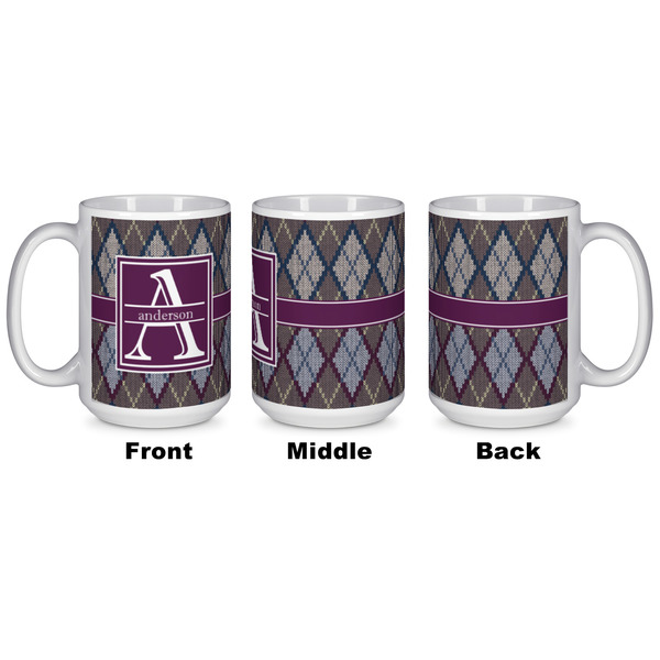 Knit Argyle Coffee Mug - 15 oz - White APPROVAL