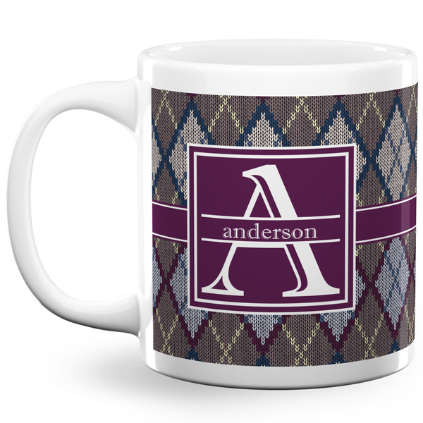 Custom Knit Argyle 20 Oz Coffee Mug - White (Personalized)