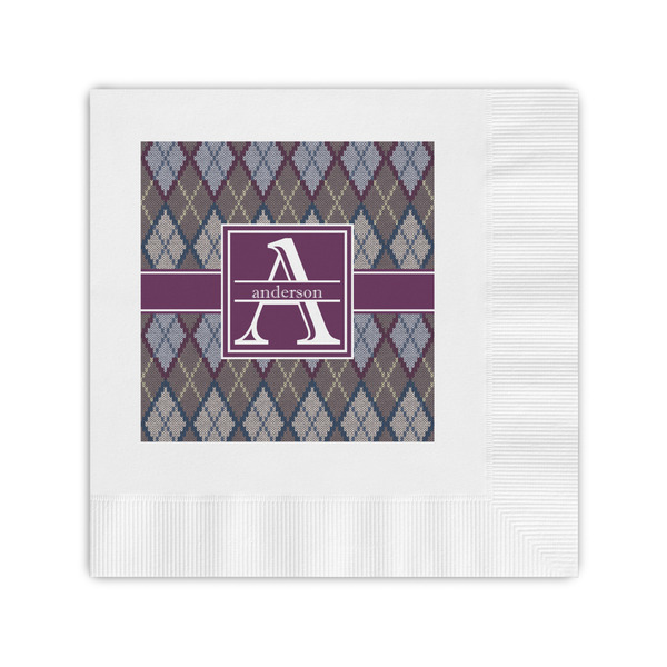 Custom Knit Argyle Coined Cocktail Napkins (Personalized)