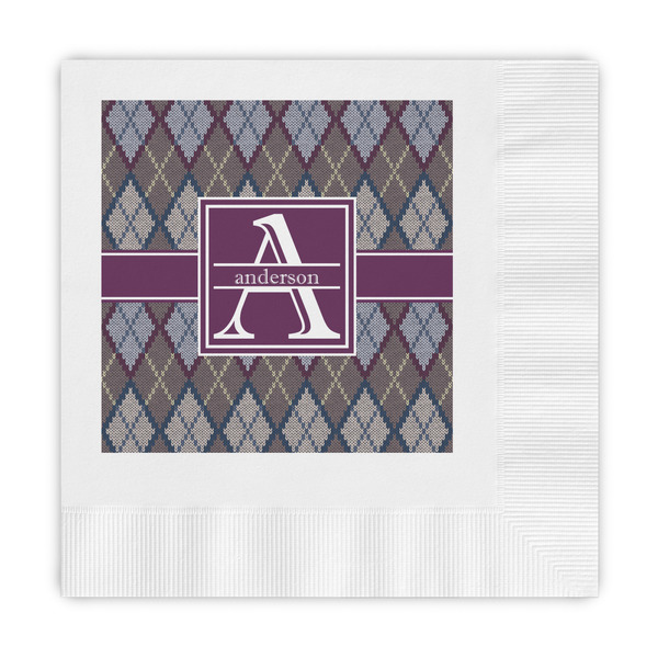 Custom Knit Argyle Embossed Decorative Napkins (Personalized)