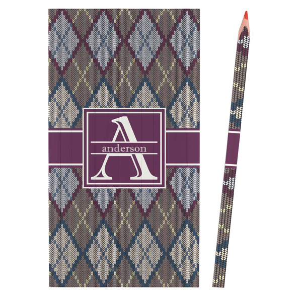 Knit Argyle Colored Pencils - Front View
