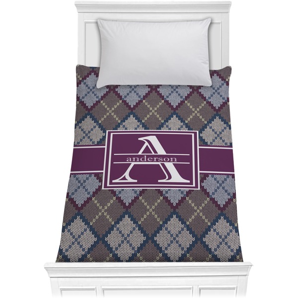 Custom Knit Argyle Comforter - Twin XL (Personalized)