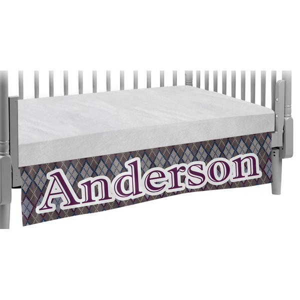 Custom Knit Argyle Crib Skirt w/ Name and Initial