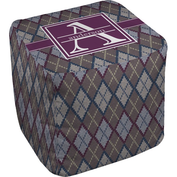 Custom Knit Argyle Cube Pouf Ottoman - 13" (Personalized)