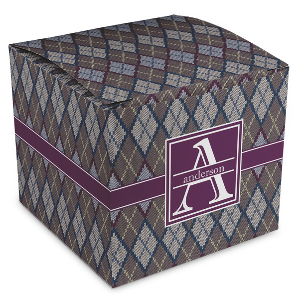 Custom Knit Argyle Cube Favor Gift Boxes (Personalized)