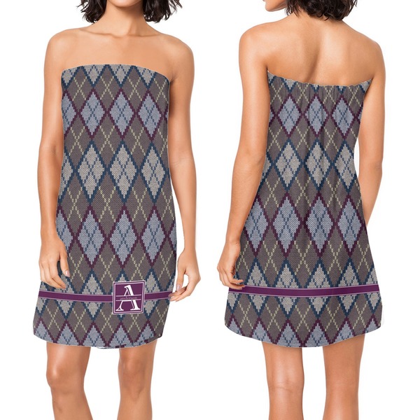 Knit Argyle Custom Bath Wrap - Front & Back View