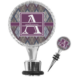 Knit Argyle Wine Bottle Stopper (Personalized)
