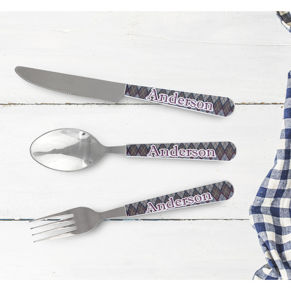 Knit Argyle Cutlery Set - w/ PLATE