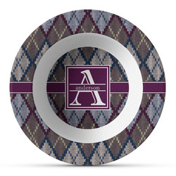 Knit Argyle Plastic Bowl - Microwave Safe - Composite Polymer (Personalized)
