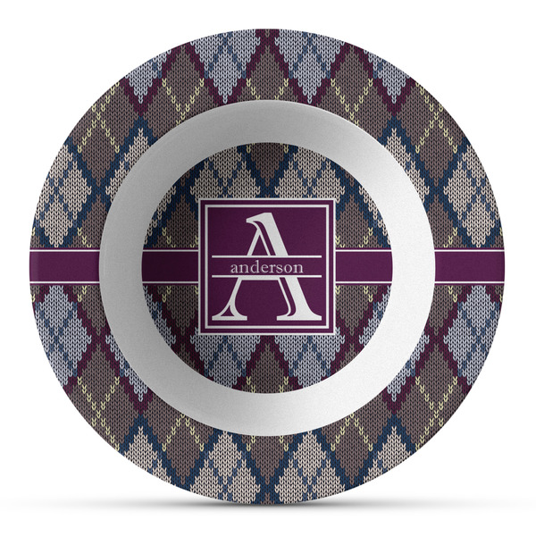 Custom Knit Argyle Plastic Bowl - Microwave Safe - Composite Polymer (Personalized)