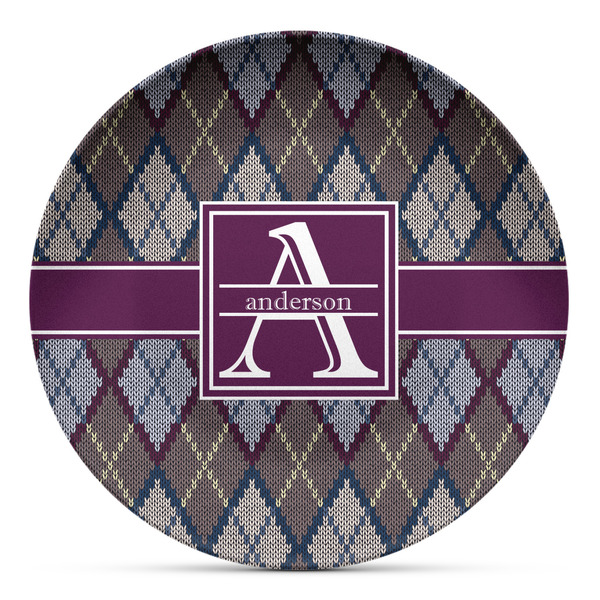 Custom Knit Argyle Microwave Safe Plastic Plate - Composite Polymer (Personalized)