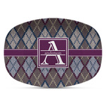 Knit Argyle Plastic Platter - Microwave & Oven Safe Composite Polymer (Personalized)