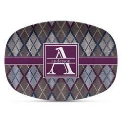 Knit Argyle Plastic Platter - Microwave & Oven Safe Composite Polymer (Personalized)