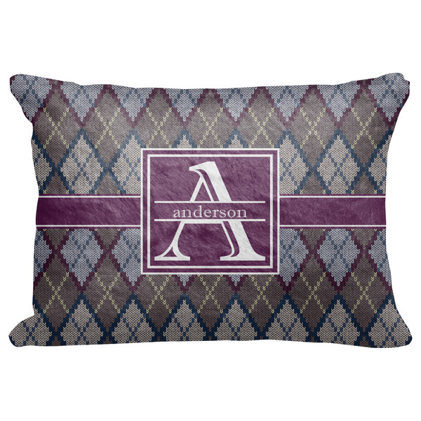 Custom Knit Argyle Decorative Baby Pillowcase - 16"x12" w/ Name and Initial
