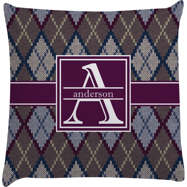 Custom Knit Argyle Decorative Pillow Case (Personalized)