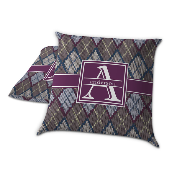 Knit Argyle Decorative Pillow Case - TWO