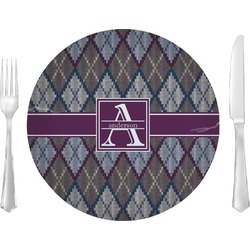 Knit Argyle 10" Glass Lunch / Dinner Plates - Single or Set (Personalized)