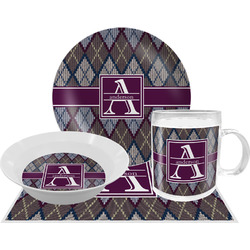 Knit Argyle Dinner Set - Single 4 Pc Setting w/ Name and Initial