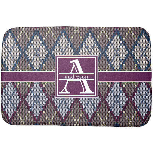 Custom Knit Argyle Dish Drying Mat w/ Name and Initial