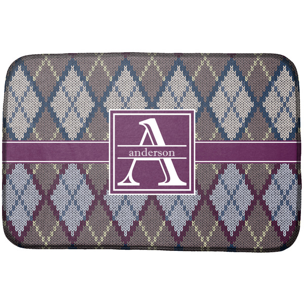 Custom Knit Argyle Dish Drying Mat w/ Name and Initial