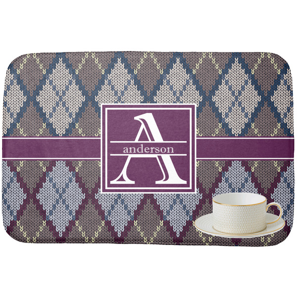 Knit Argyle Dish Drying Mat - with cup