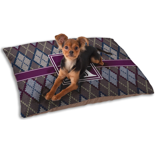 Custom Knit Argyle Dog Bed - Small w/ Name and Initial