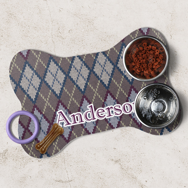Knit Argyle Dog Bone Shaped Mat Lifestyle
