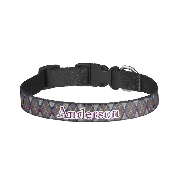 Custom Knit Argyle Dog Collar - Large (Personalized)