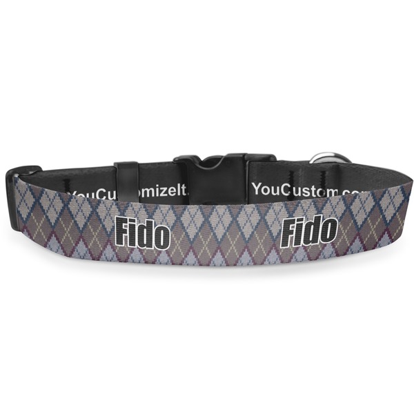 Custom Knit Argyle Deluxe Dog Collar - Double Extra Large (20.5" to 35") (Personalized)
