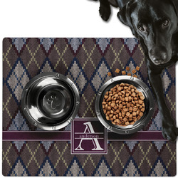 Knit Argyle Dog Food Mat - Large w/ Name and Initial