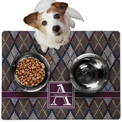 Knit Argyle Dog Food Mat - Medium w/ Name and Initial