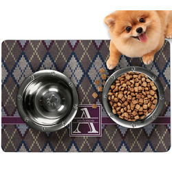 Knit Argyle Dog Food Mat - Small w/ Name and Initial
