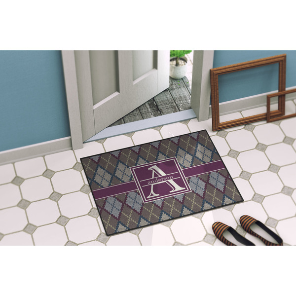 Knit Argyle Door Mat Lifestyle